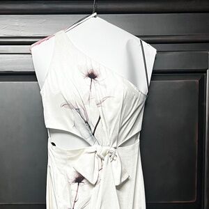 Monique Lhuillier floral one shoulder dress